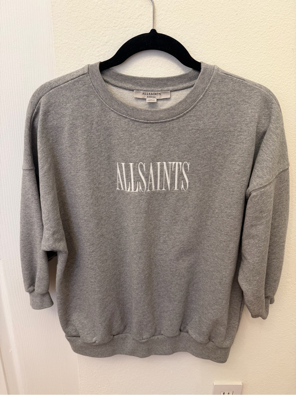AllSaints Grey Logo Crewneck Sweatshirt